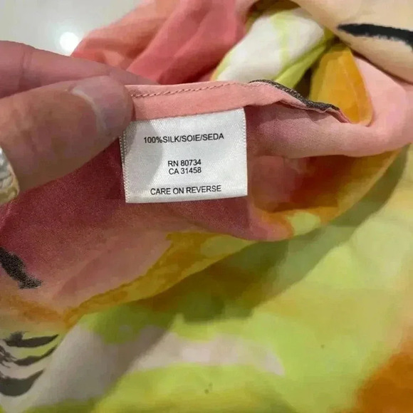 BCBGMaxazria NWT 100% Silk Shift Dress Abstract Print TieWaist Womens Small Mini - Picture 4 of 7